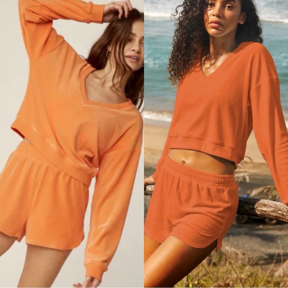 BEYOND YOGA Tropez Orange Long Sleeve Sweater Pullover Top